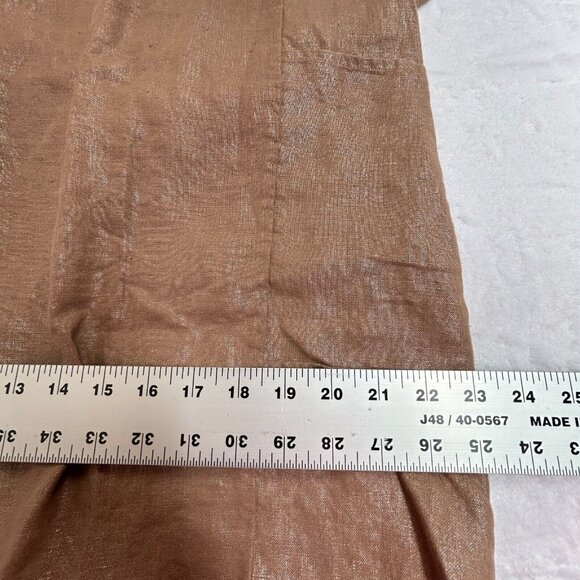 Tancredi & Morgen Women's Shift Midi Dress Side Slit Linen Brown Size Large XL - Picture 6 of 7